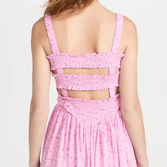 Tach Amelie Midi Cut Out Back Pink Floral Dress - Picture 10 of 13